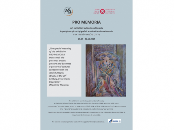 PRO MEMORIA Expozitie de pictura si grafica a artistei Marilena Murariu, la Galeria Leiber de la Universitatea Bar Ilan 29 aprilie - 20 octombrie 2014