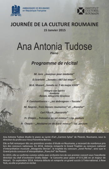 Program sala concert Ana Antonia Tudose