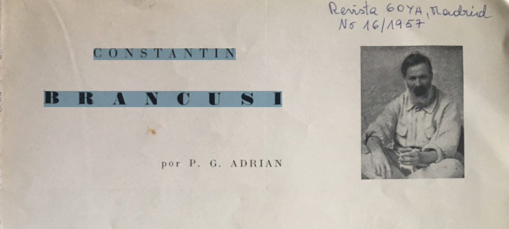 Brancusi in Revista Goya (1957)