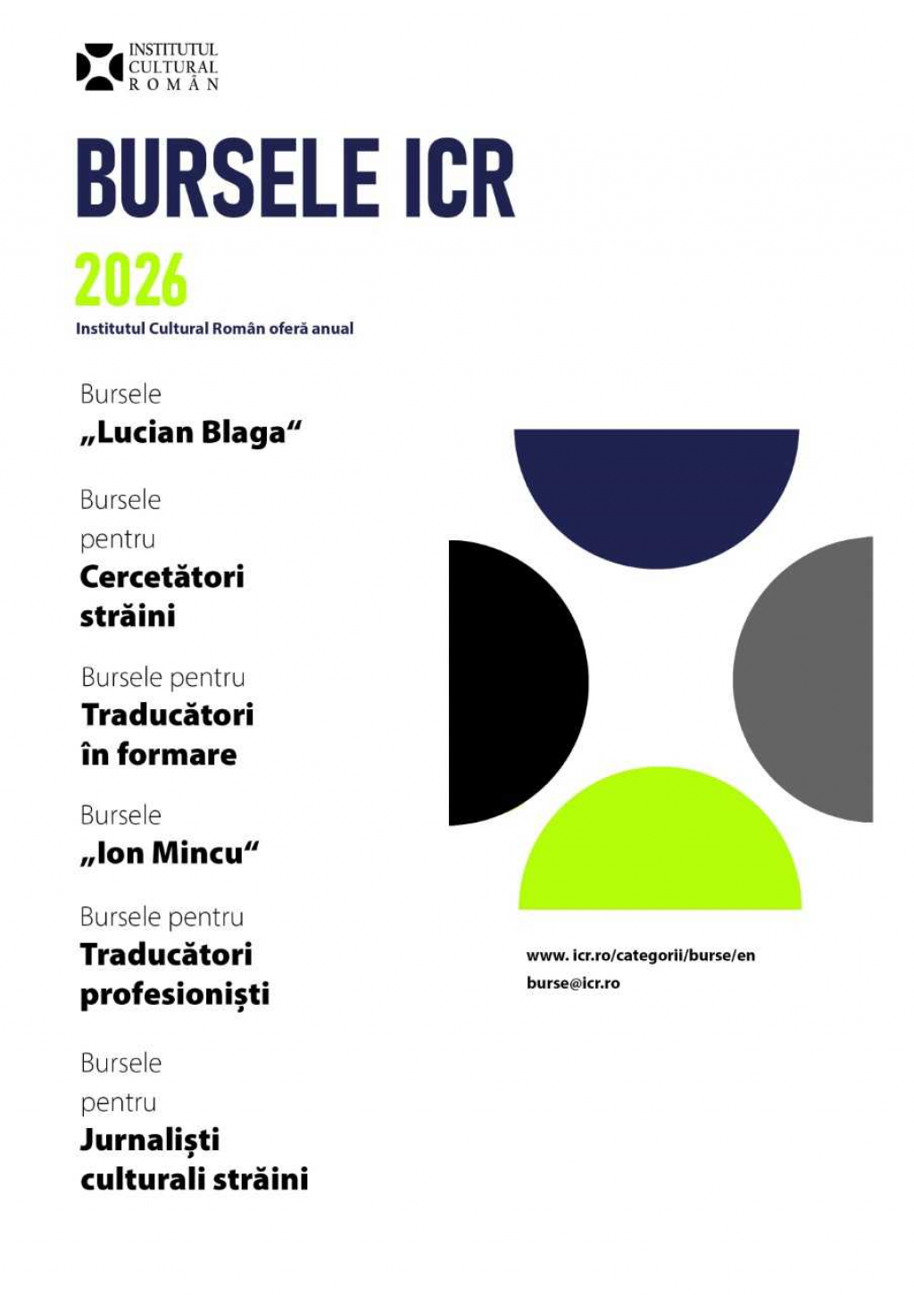 Institutul Cultural Roman lanseaza Programul de Burse si Rezidente 2026, destinat sustinerii mobilitatii culturale si cooperarii internationale