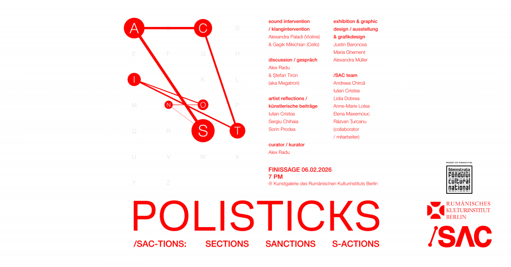 Polisticks (s-)actions, sanctions, sections | Jubilaumsausstellung in der Kunstgalerie des Rumanischen Kulturinstituts Berlin