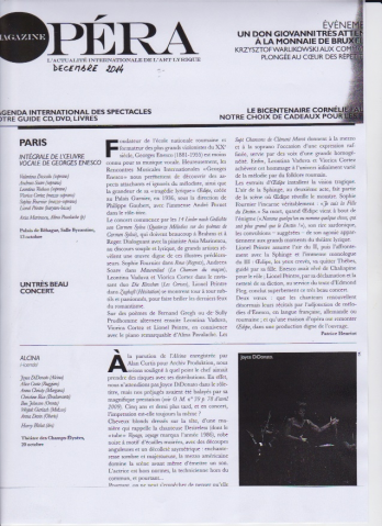 Articol in "Opera Magazine", semnat de P Henriot