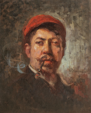 Gheorghe Petrascu - Autoportret cu pipa