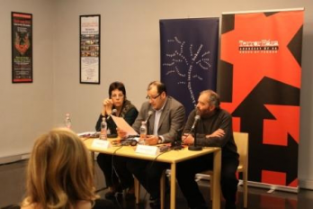 Cristina Corciovescu si Gyorgy Baron la proiectia peliculei Amintiri din Epoca de Aur I