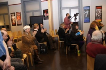 Cristina Corciovescu si Gyorgy Baron la proiectia peliculei Amintiri din Epoca de Aur I