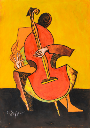 Suhar Liviu - Violoncelist - pastel pe hartie