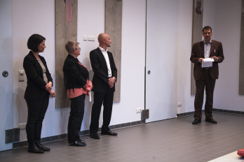 Die Pianistin Beatrice Wehner, die Kuratorin Cristina Simion, der Kunstler Doru Nuta und der Institutsleiter Claudiu Florian  Foto Camil Dumitrescu