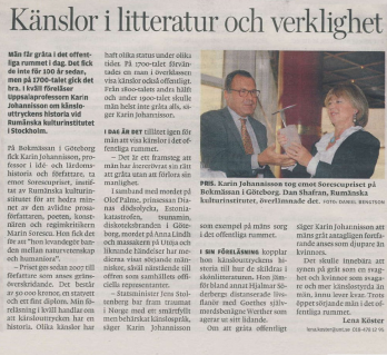 Interviu cu Karin Johannisson in Uppsala Nya Tidning