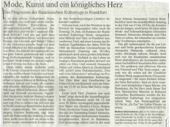 Ziarele "Die Welt", "Frankfurter Rundschau", "Journal Frankfurt", "FAZ" si "Frankfurter Neue Presse" scriu despre Zilele Culturii Romane din Frankfurt (26-28 iunie 2015)